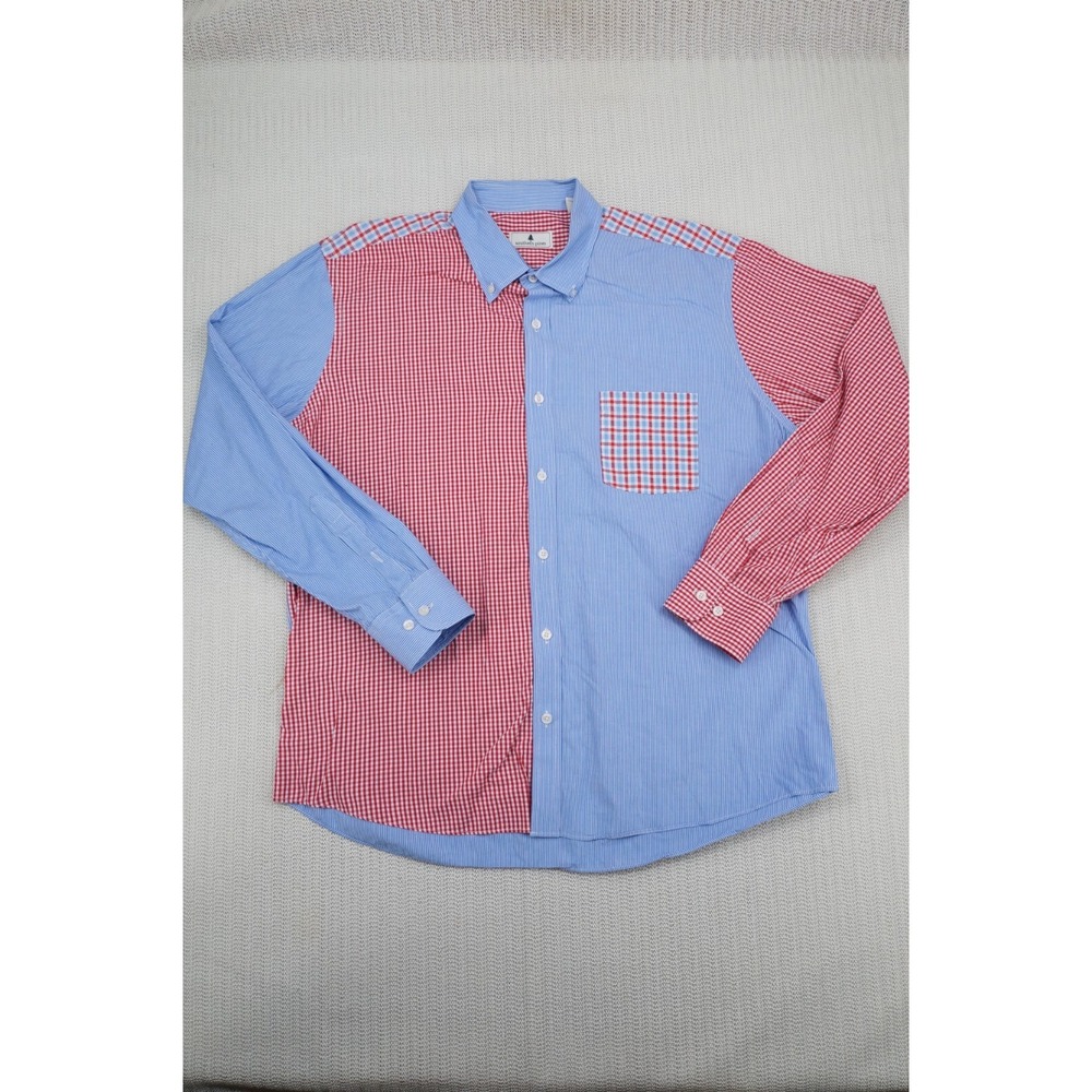 Southern Tide Shirt Mens Extra Large Blue White Red Long Sleeve Button Down Up